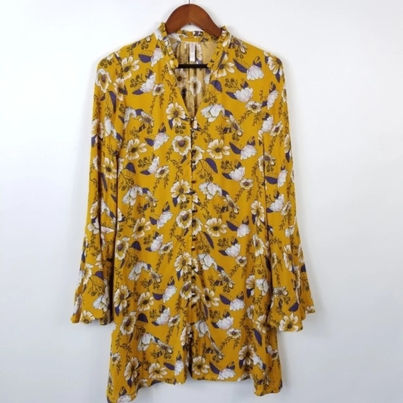 XHILARATION Floral Boho Bell Sleeve Dress Small - Picture 9 of 10